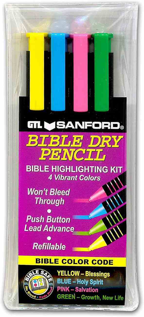 Bible Highlighting Kit: Dry Pencils 4 Colours Yellow Blue Pink & Green Stationery