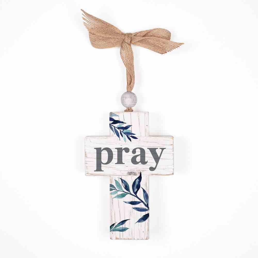 Cross: Pray, Leaves, Bead and Ribbon For Hanging (Fir, Embossed Elm) Wall Art