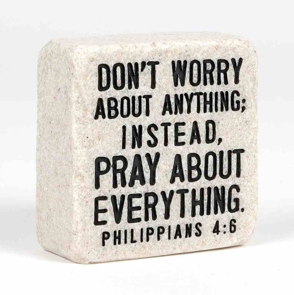 Stone Scripture Block: Pray Engraved, Square (Phil 4:6) Homeware