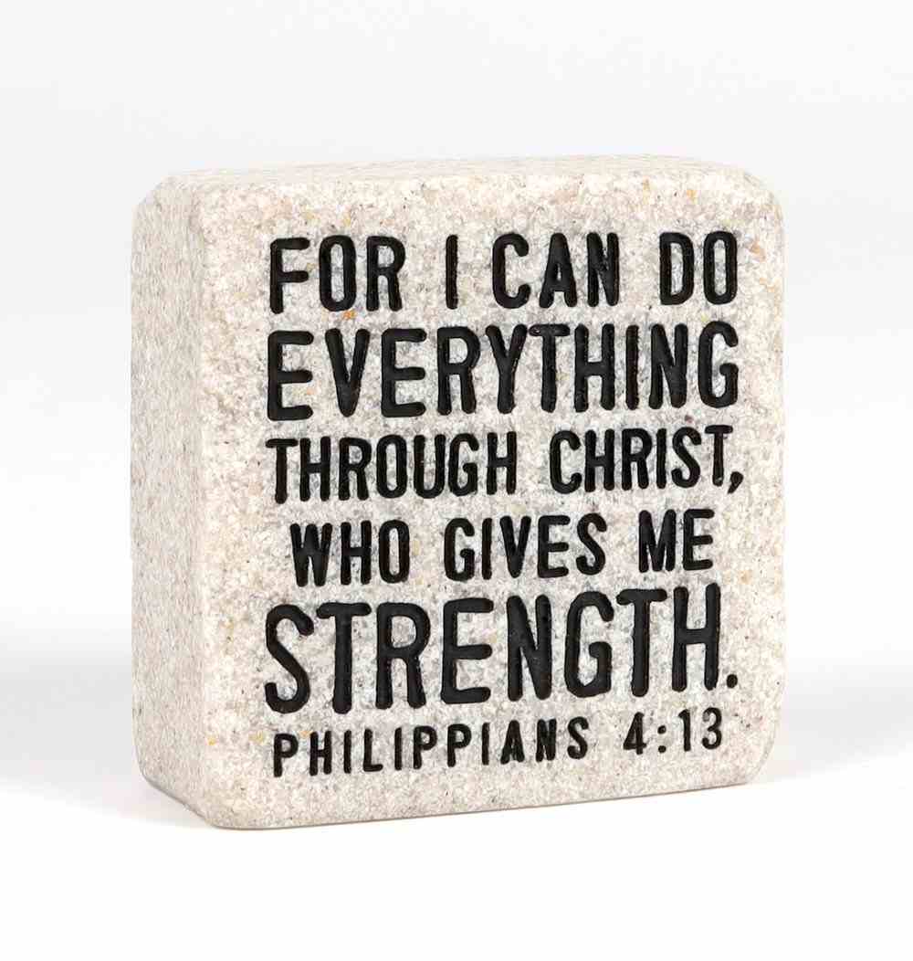 Stone Scripture Block: Everything Through Christ Engraved, Square (Phil 4:13) Homeware