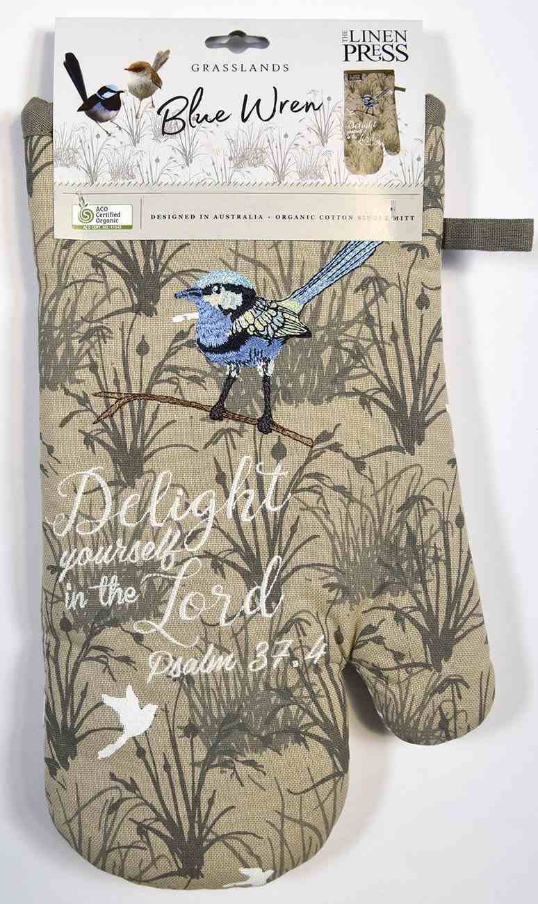 Oven Mitt Grassland Blue Wren Faith (Psalm 37: 4) (Australiana Products Series) Soft Goods