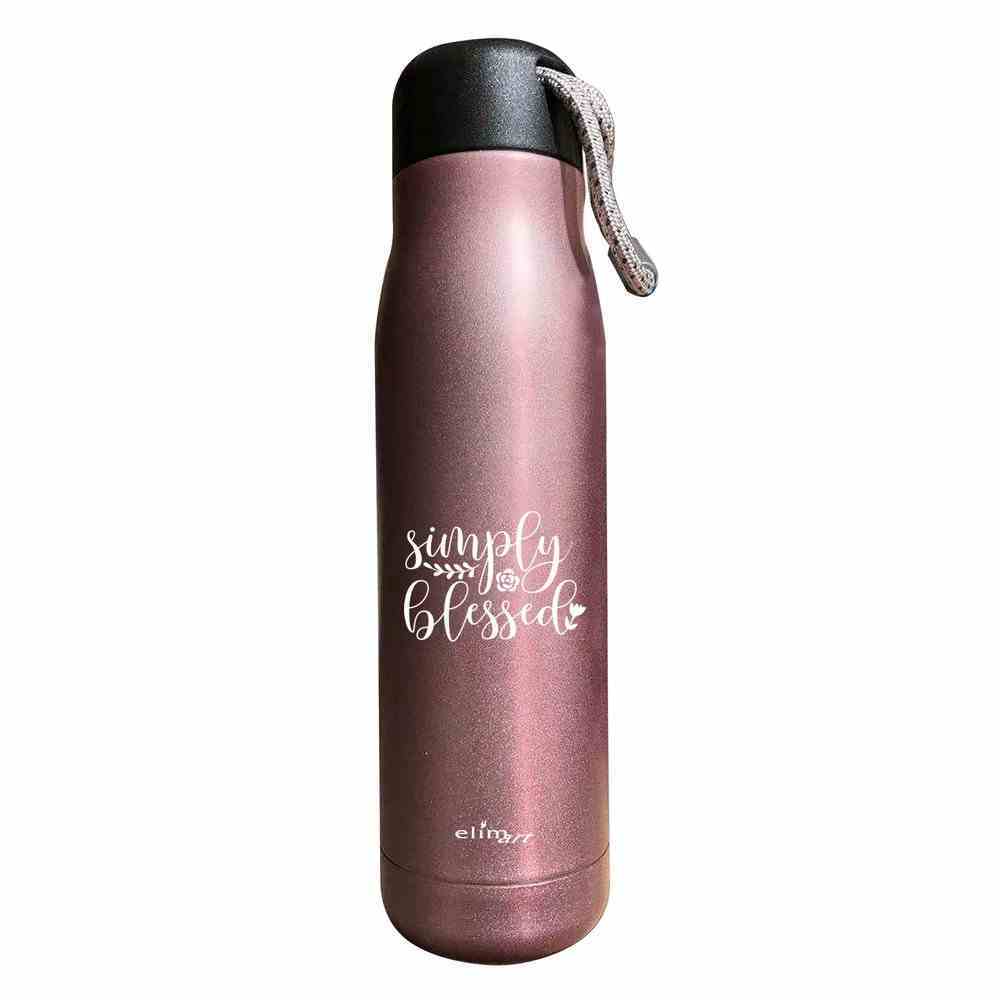 Stainless Steel Flask Water Bottle 600ml: Simply Blessed, Megenta Pink Homeware