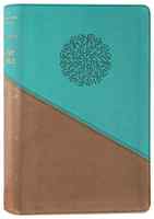 NIV Personal Size Bible Large Print Teal/Gold (Red Letter Edition) Premium Imitation Leather - Thumbnail 0