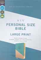 NIV Personal Size Bible Large Print Teal/Gold (Red Letter Edition) Premium Imitation Leather - Thumbnail 2